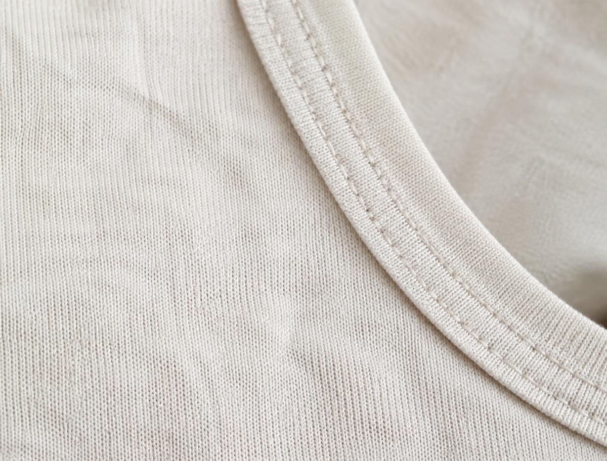 Close-up of the neckline stitching